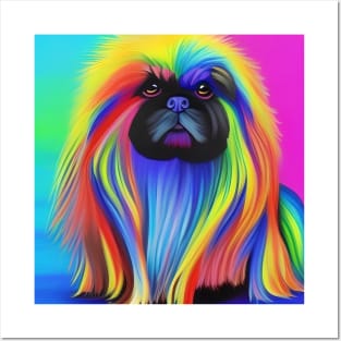 Pekingese Dog Rainbow Painting Posters and Art